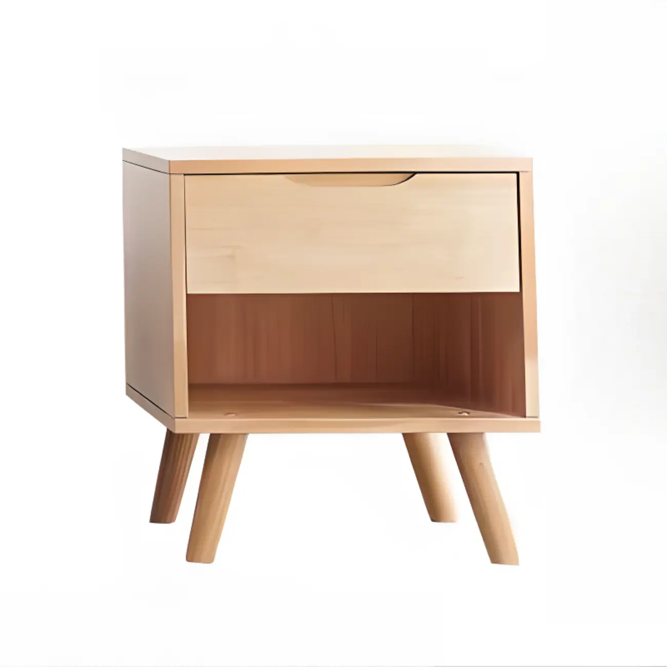 Modern Wooden Bedside Table with Large Storage Drawer Image - 14 | homeyfad