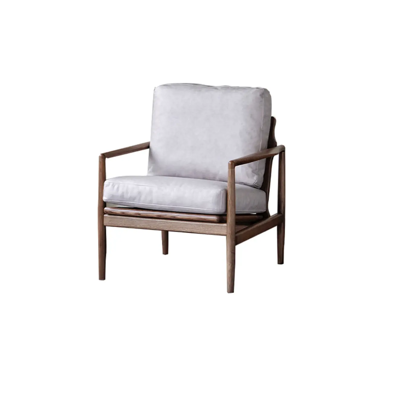 Leather Armchair with Wooden Armrest for Living Room Image - 28 | homeyfad