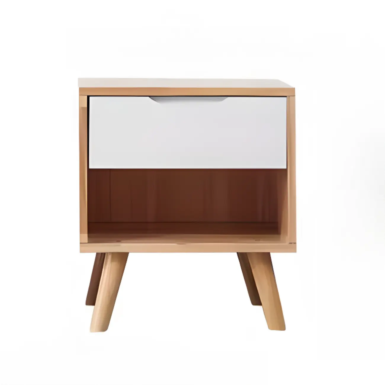 Modern Wooden Bedside Table with Large Storage Drawer Image - 15 | homeyfad