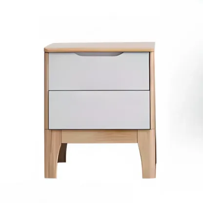 Modern Wooden Bedside Table with Large Storage Drawer Image - 18