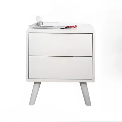 Modern Wooden Bedside Table with Large Storage Drawer Image - 19