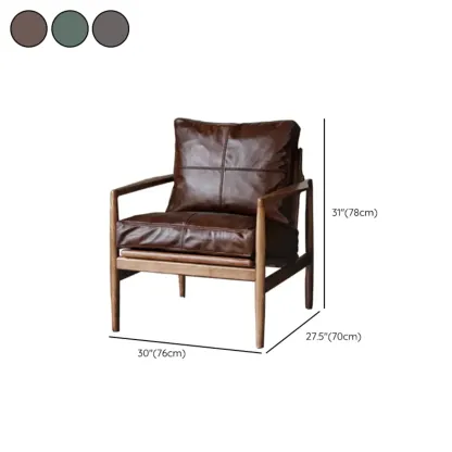 Leather Armchair with Wooden Armrest for Living Room #size