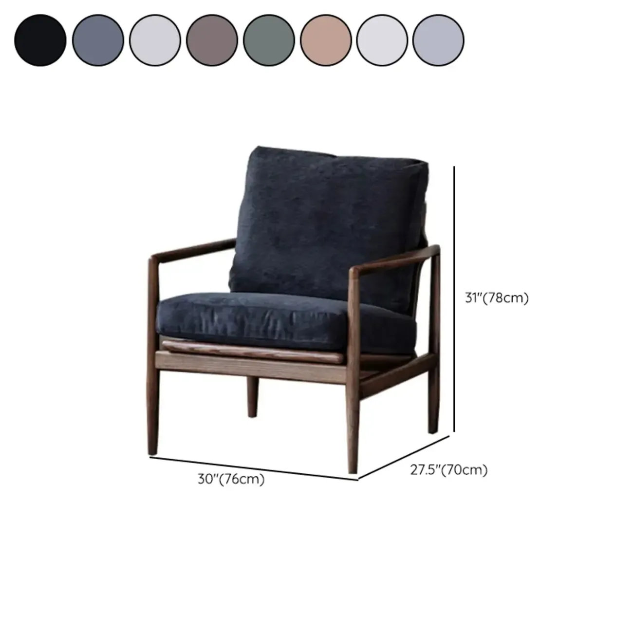 Leather Armchair with Wooden Armrest for Living Room Image - 38