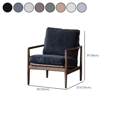 Leather Armchair with Wooden Armrest for Living Room Image - 38