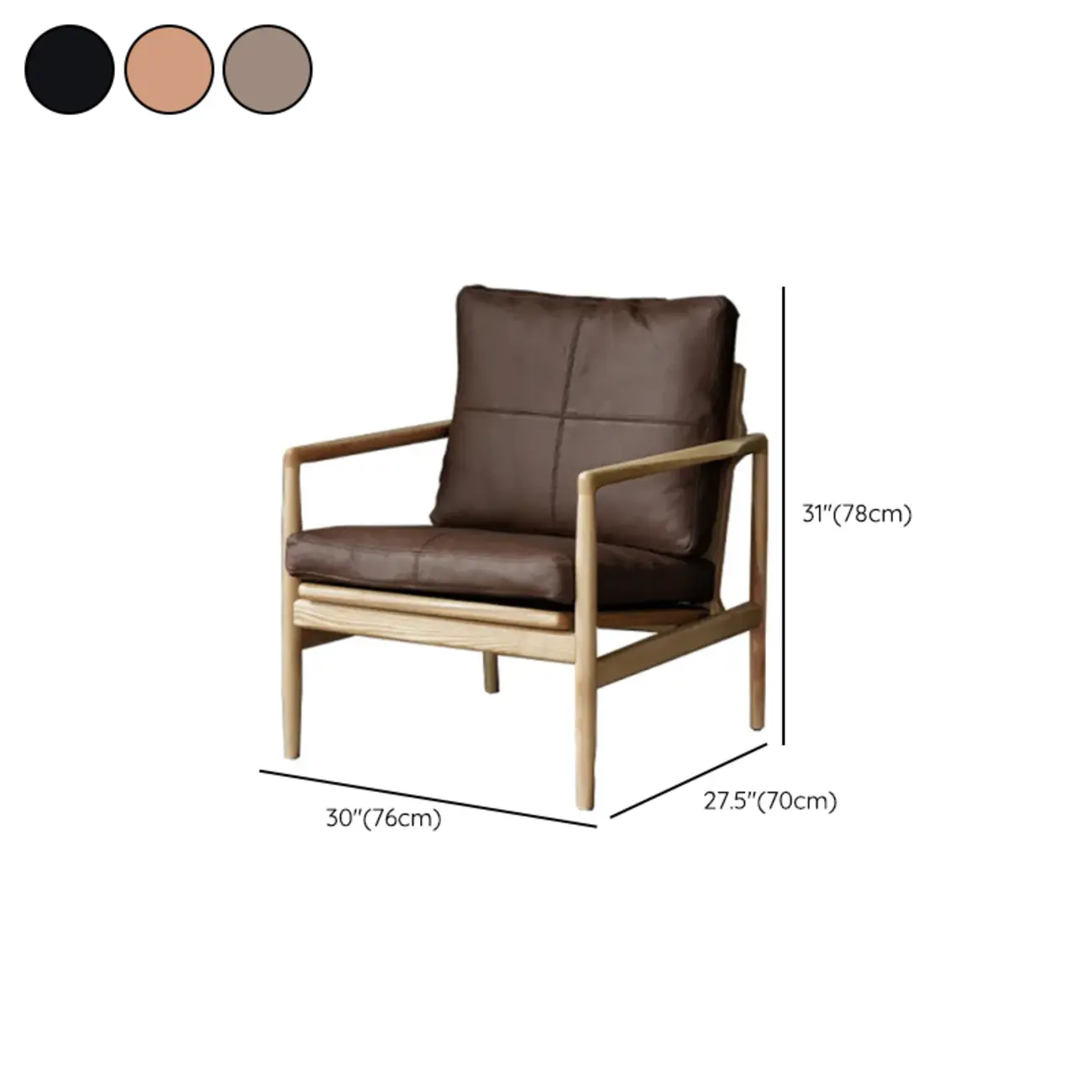 Leather Armchair with Wooden Armrest for Living Room Image - 40 | homeyfad