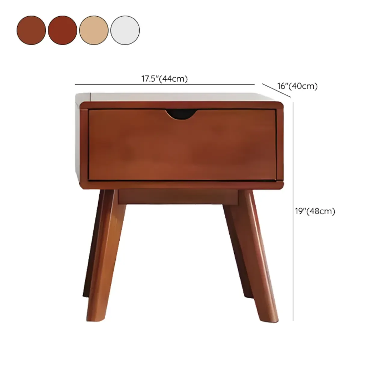 Modern Wooden Bedside Table with Large Storage Drawer #size