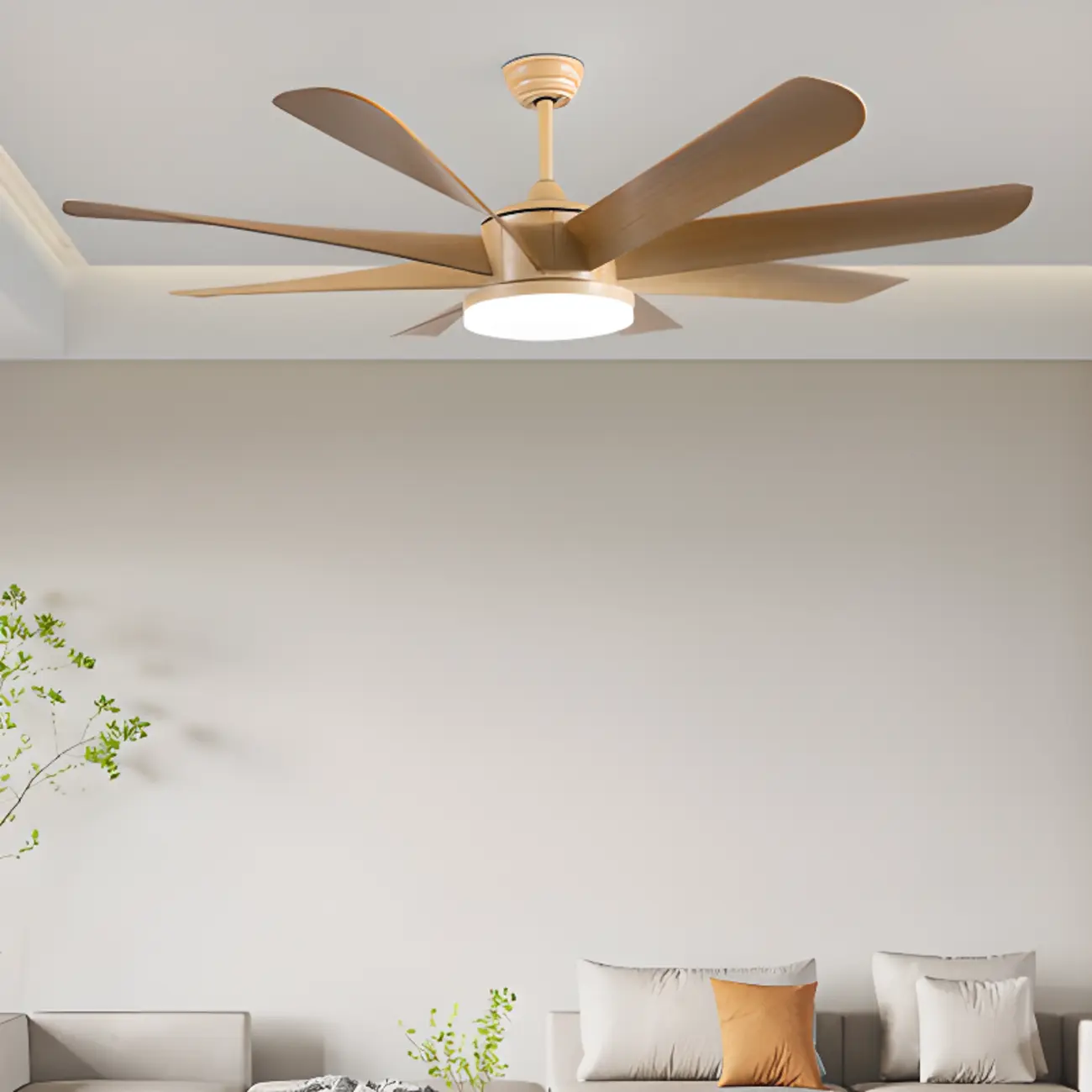 8-Blade Modern Black LED Ceiling Fan with Light and Remote Image - 2 | homeyfad