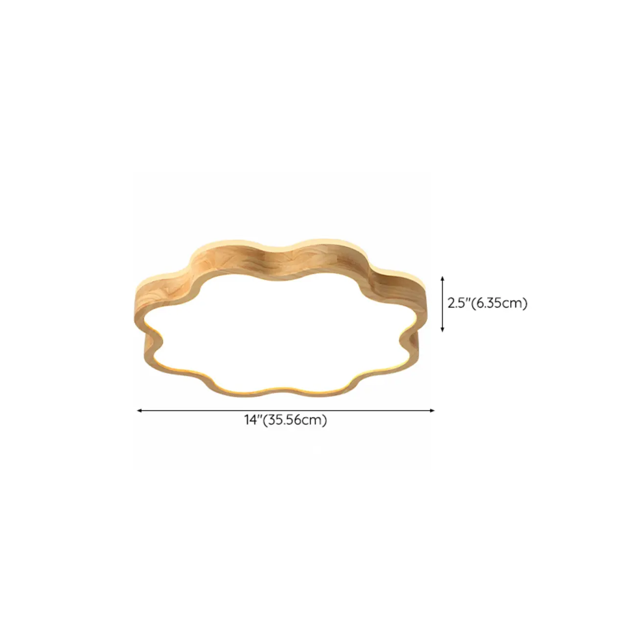 Elegant Natural Finish Star Flush Ceiling Light for Bedroom #size