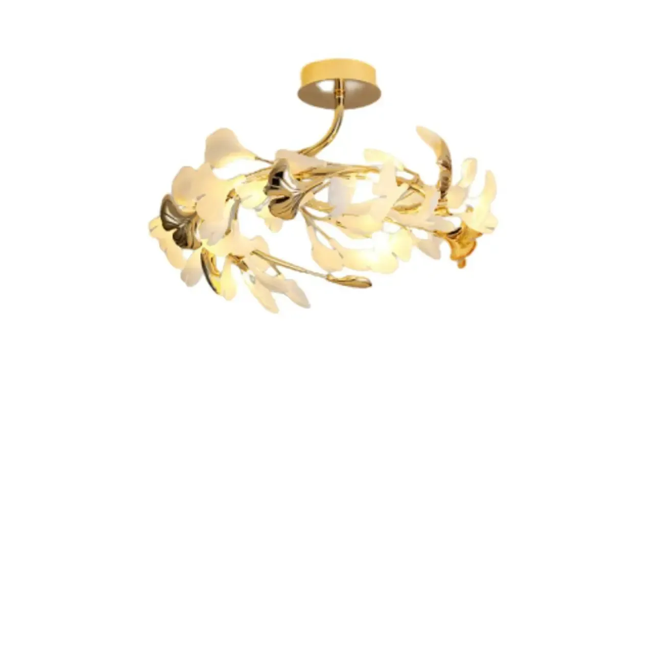 Modern Gold Alloy Semi Flush Ceiling Light for Living Room Image - 4