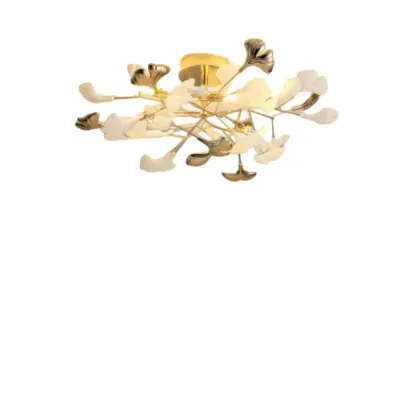 Modern Gold Alloy Semi Flush Ceiling Light for Living Room Image - 6