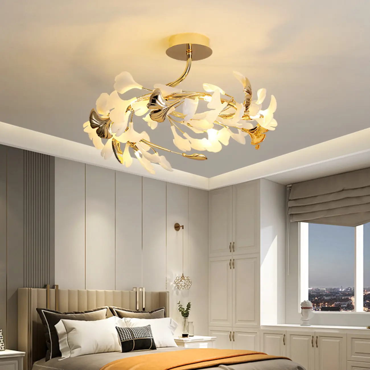 Modern Gold Alloy Semi Flush Ceiling Light for Living Room Image - 7 | homeyfad