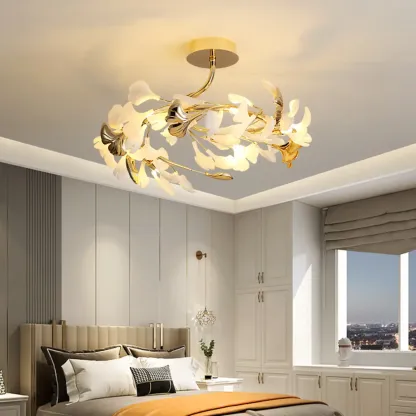 Modern Gold Alloy Semi Flush Ceiling Light for Living Room Image - 7