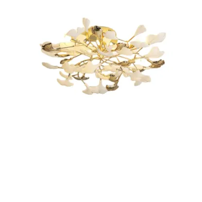 Modern Gold Alloy Semi Flush Ceiling Light for Living Room Image - 8