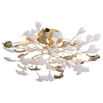 Modern Gold Alloy Semi Flush Ceiling Light for Living Room Image - 10