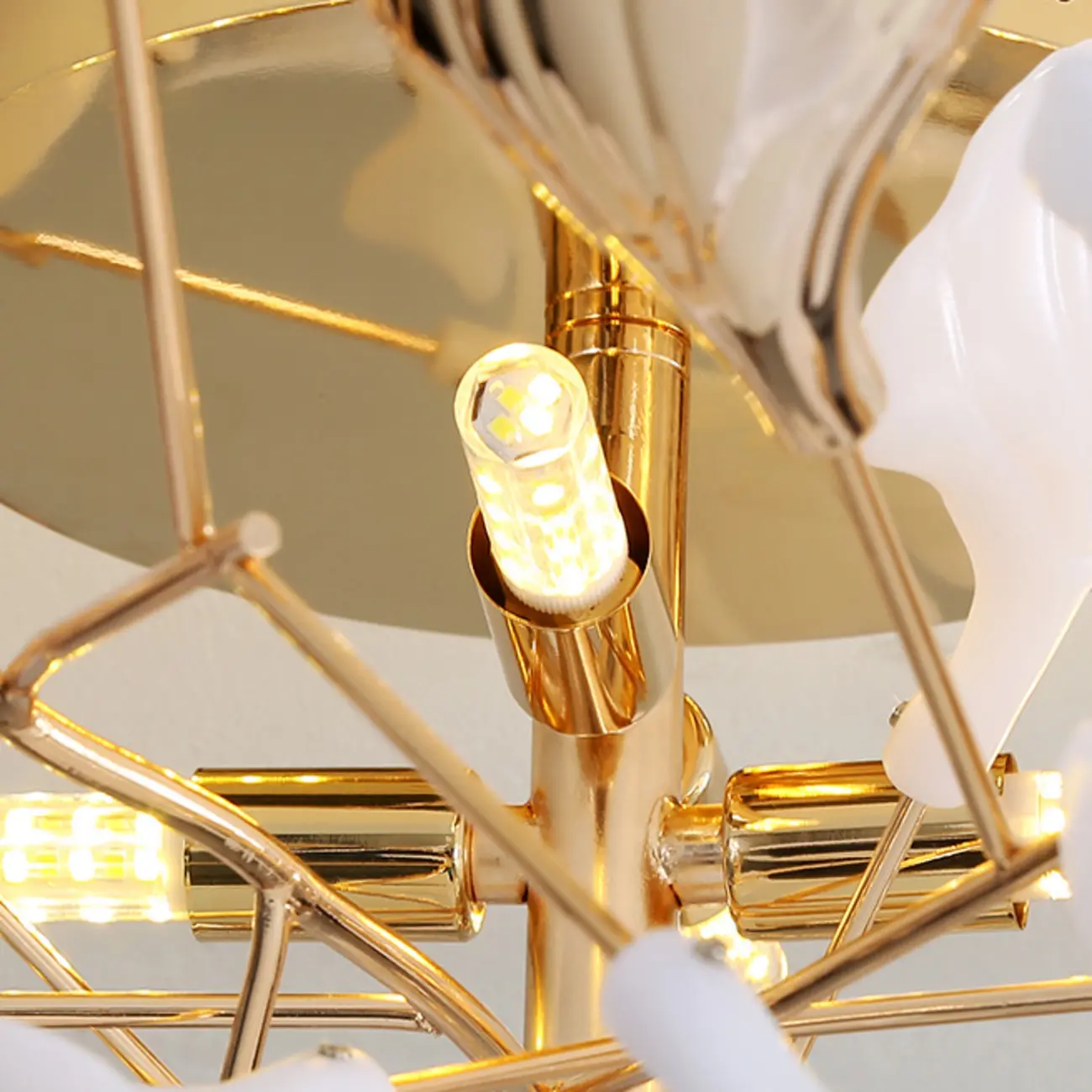 Modern Gold Alloy Semi Flush Ceiling Light for Living Room Image - 11 | homeyfad