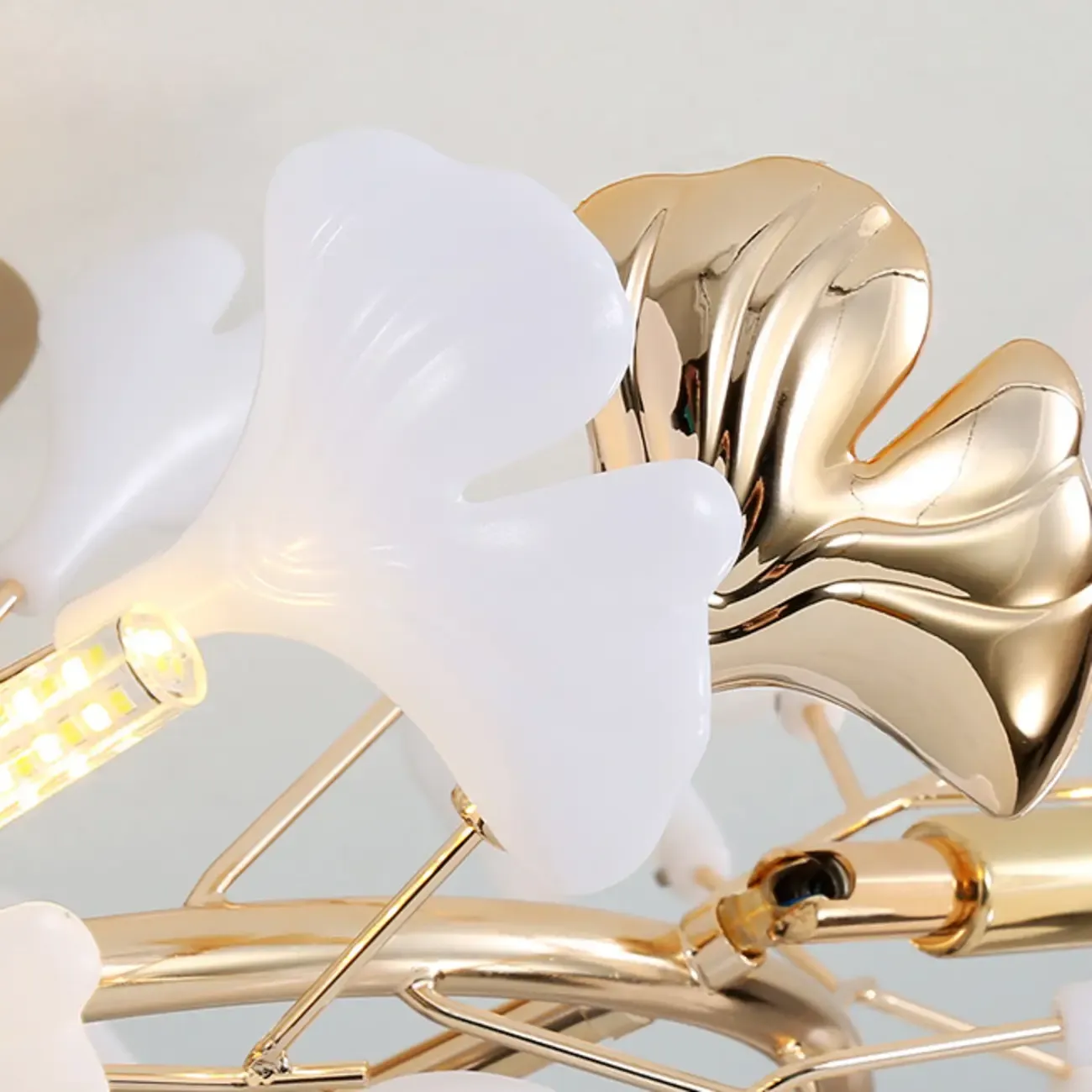 Modern Gold Alloy Semi Flush Ceiling Light for Living Room Image - 12