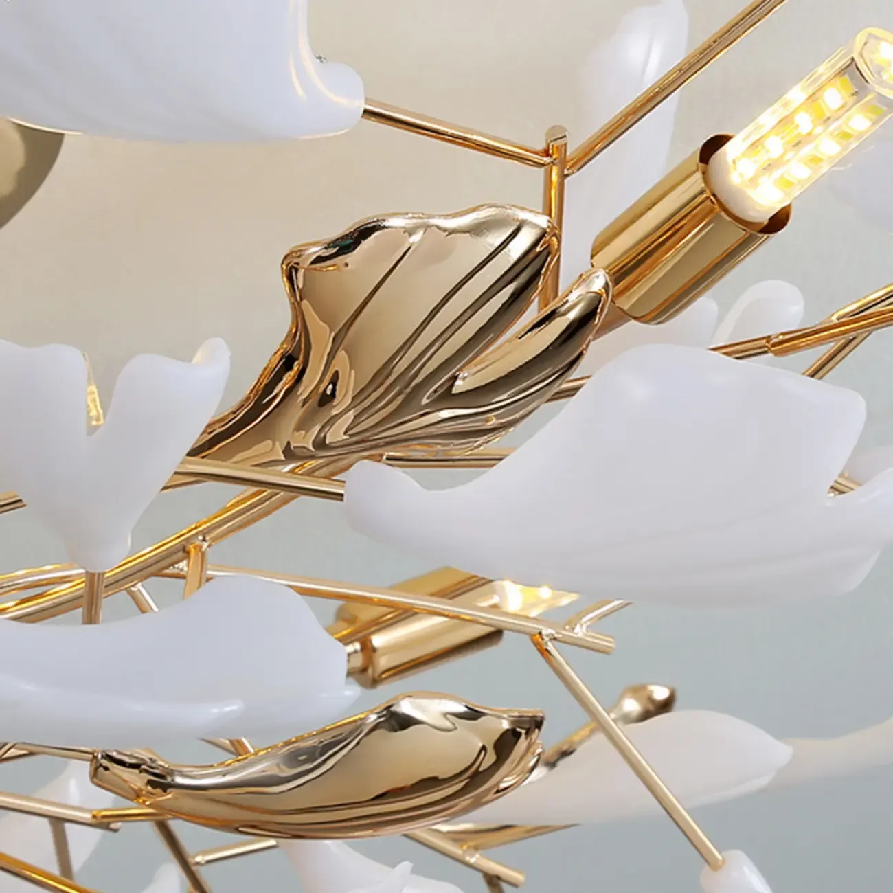 Modern Gold Alloy Semi Flush Ceiling Light for Living Room Image - 13