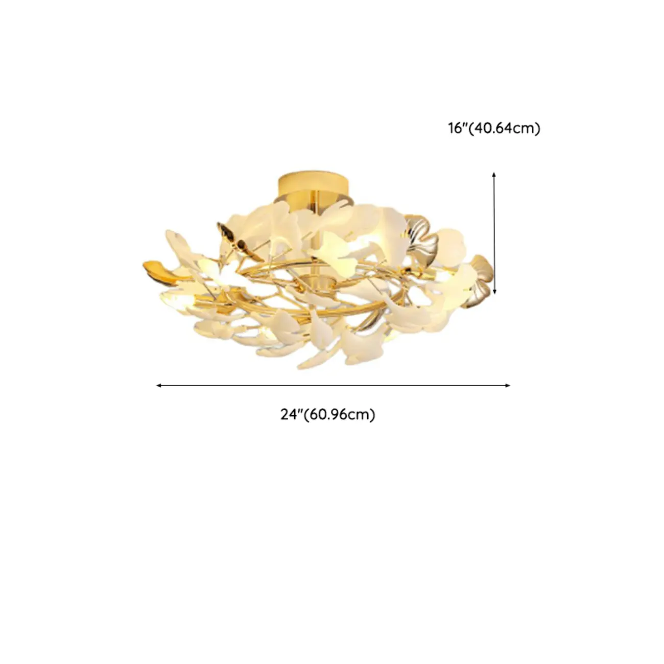 Luxury Ginkgo Leaf Ceiling Light Fixture for Living Room Decor #size