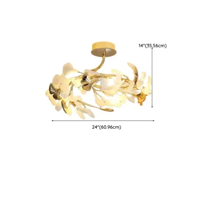 Modern Gold Alloy Semi Flush Ceiling Light for Living Room Image - 17