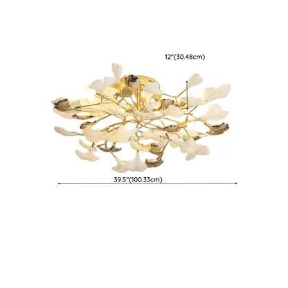 Modern Gold Alloy Semi Flush Ceiling Light for Living Room Image - 20