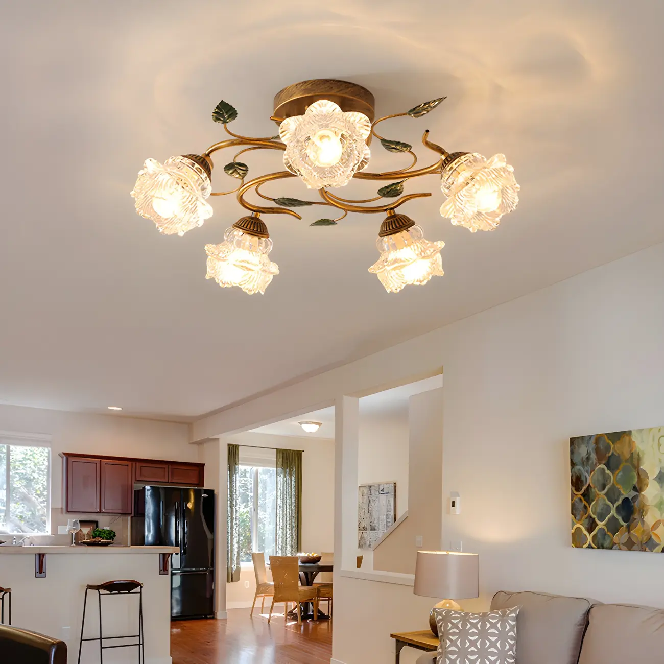 Luxury Glass Semi Flush Ceiling Light for Living Room Image - 1 | homeyfad