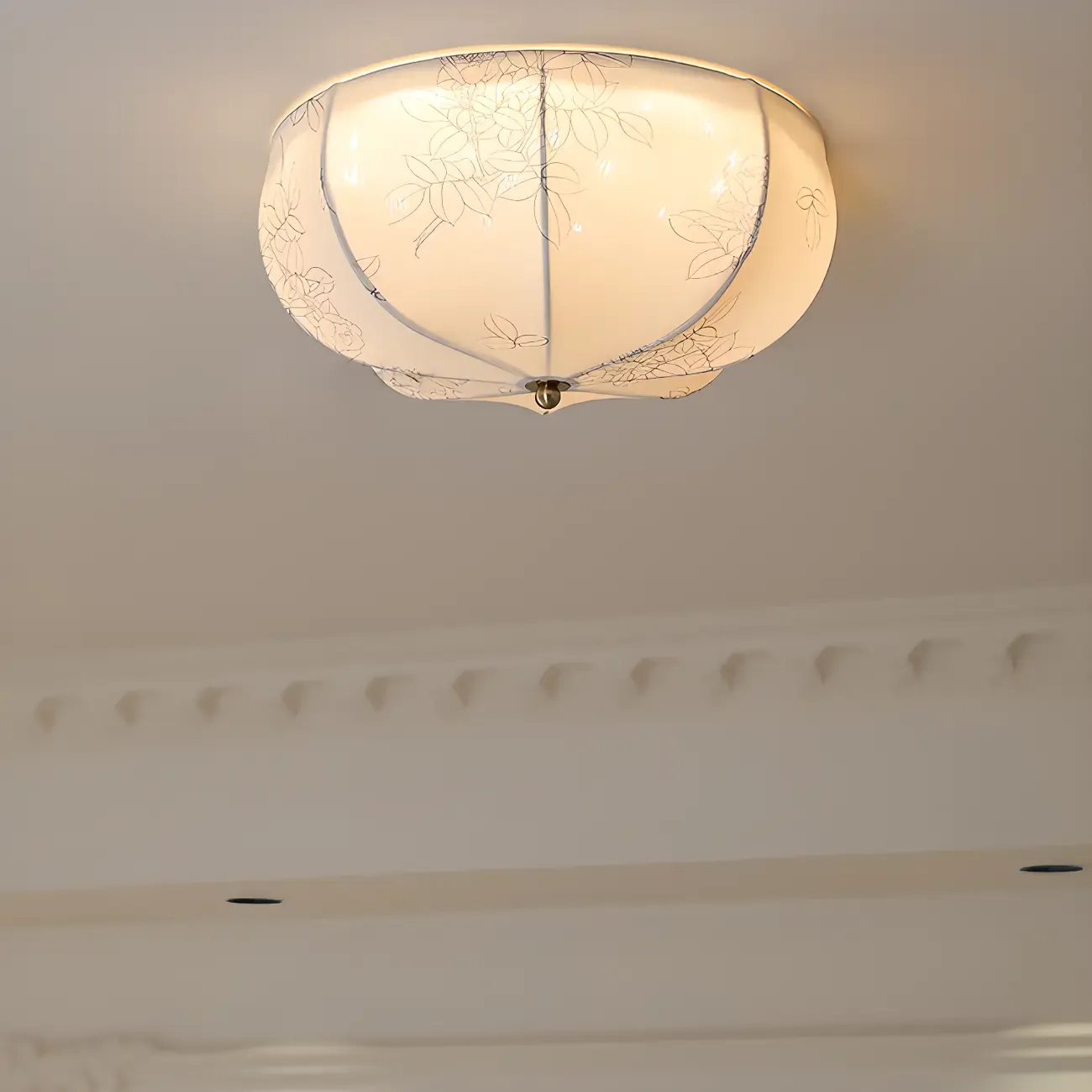 Modern Beige Flush Mount Ceiling Light for Living Room Image - 1
