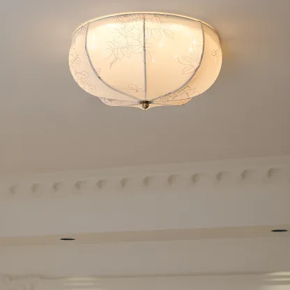 Modern Beige Flush Mount Ceiling Light for Living Room Image - 1