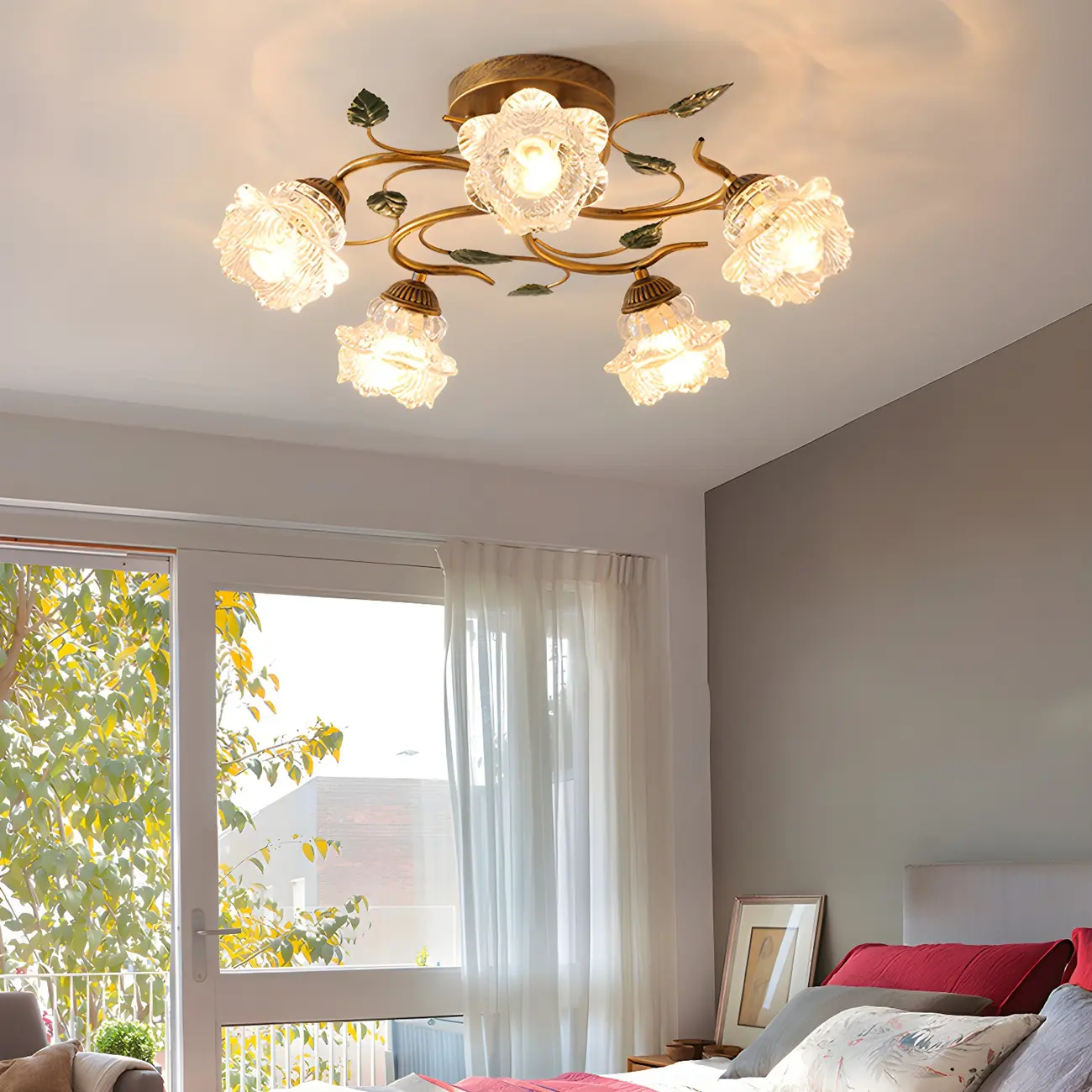 Luxury Glass Semi Flush Ceiling Light for Living Room Image - 2 | homeyfad