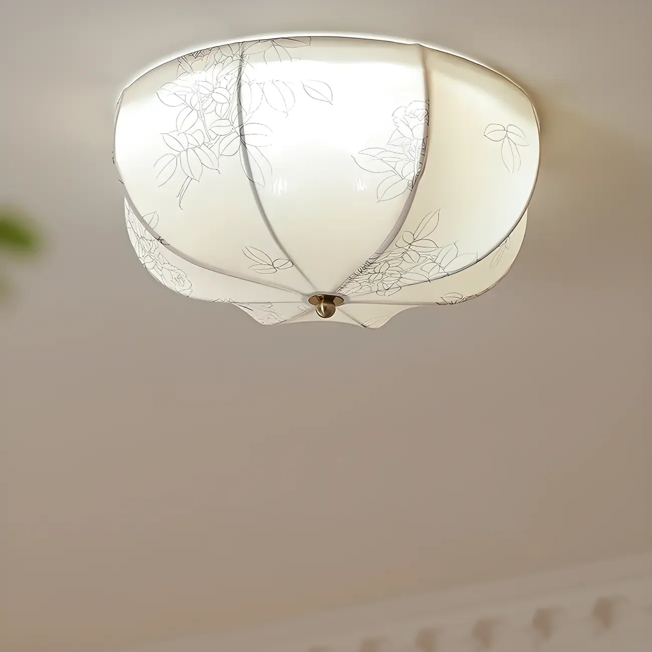 Modern Beige Flush Mount Ceiling Light for Living Room Image - 3