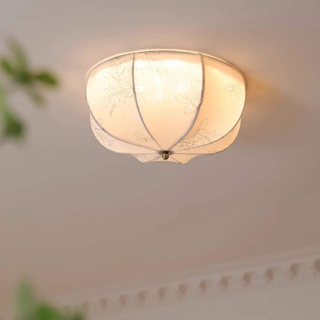 Modern Beige Flush Mount Ceiling Light for Living Room Image - 4 | homeyfad