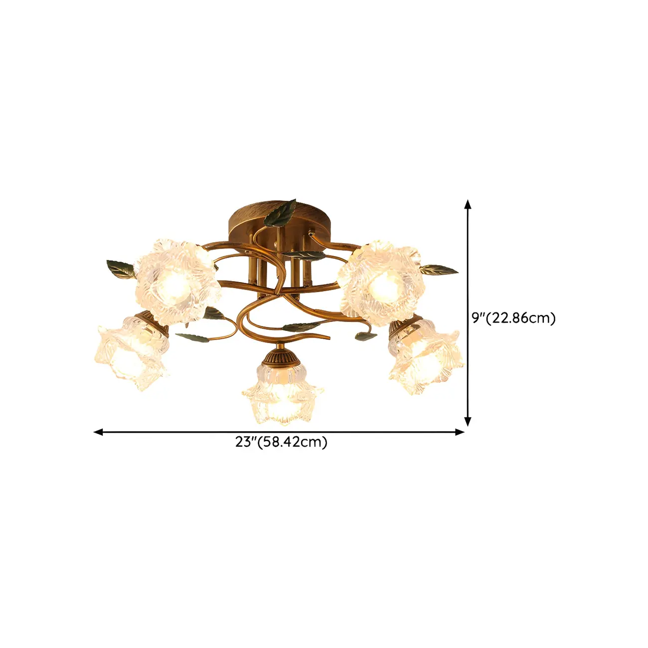Luxury Glass Semi Flush Ceiling Light for Living Room  #size