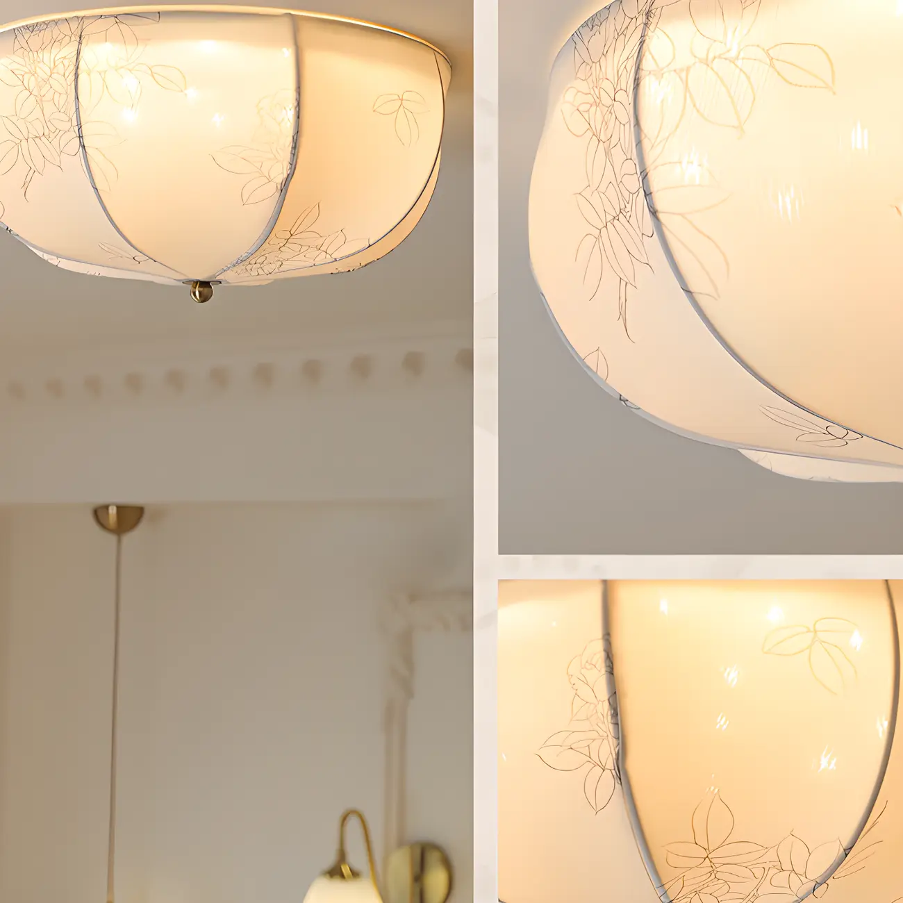 Modern Beige Flush Mount Ceiling Light for Living Room Image - 13 | homeyfad