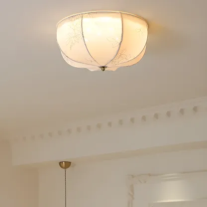 Modern Beige Flush Mount Ceiling Light for Living Room Image - 14