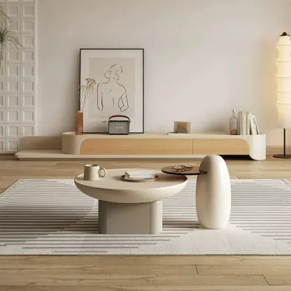 Minimalist White Wooden TV Stand with Storage for Living Room Image - 1