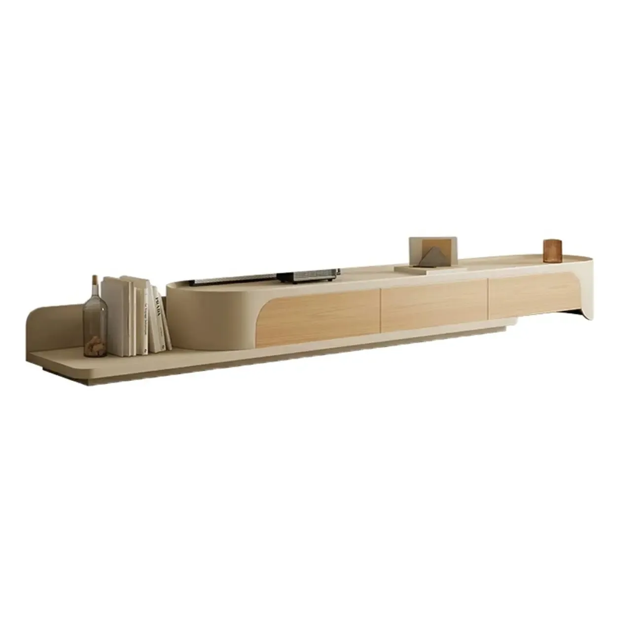 Minimalist White Wooden TV Stand with Storage for Living Room Image - 6