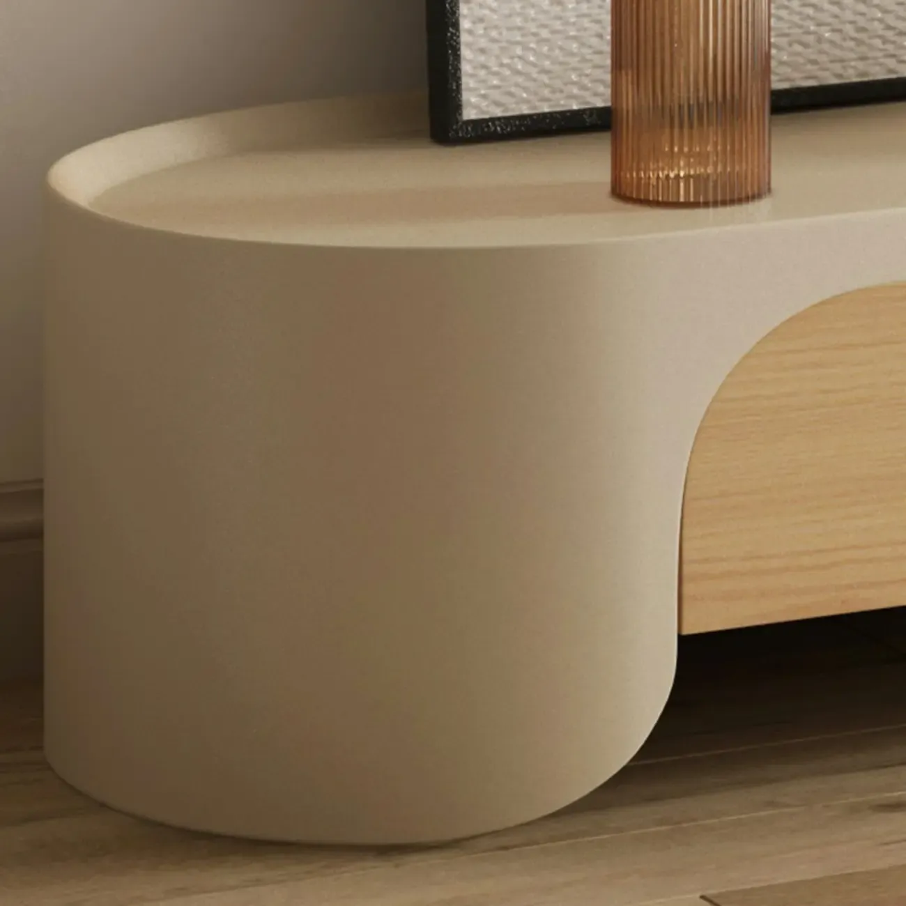 Minimalist White Wooden TV Stand with Storage for Living Room Image - 7