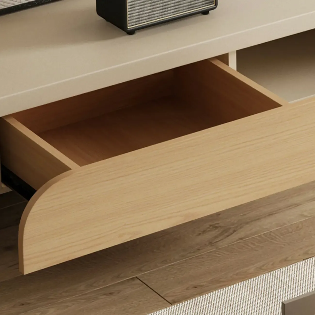 Minimalist White Wooden TV Stand with Storage for Living Room Image - 8