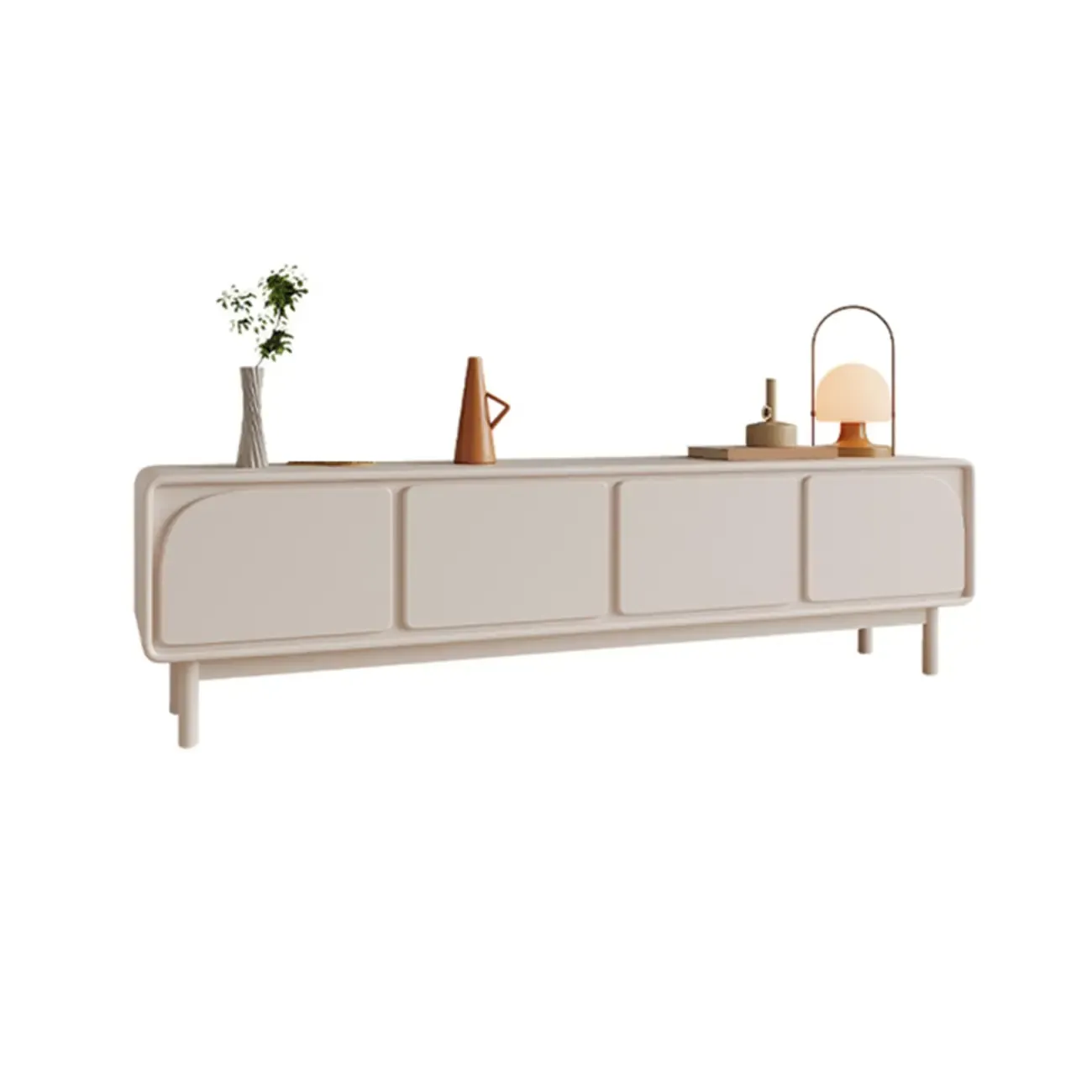 Minimalist Beige Wooden TV Stand with Cabinet for Living Room Image - 5