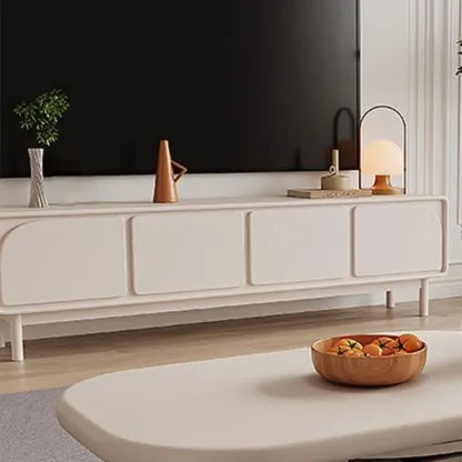 Minimalist Beige Wooden TV Stand with Cabinet for Living Room Image - 7