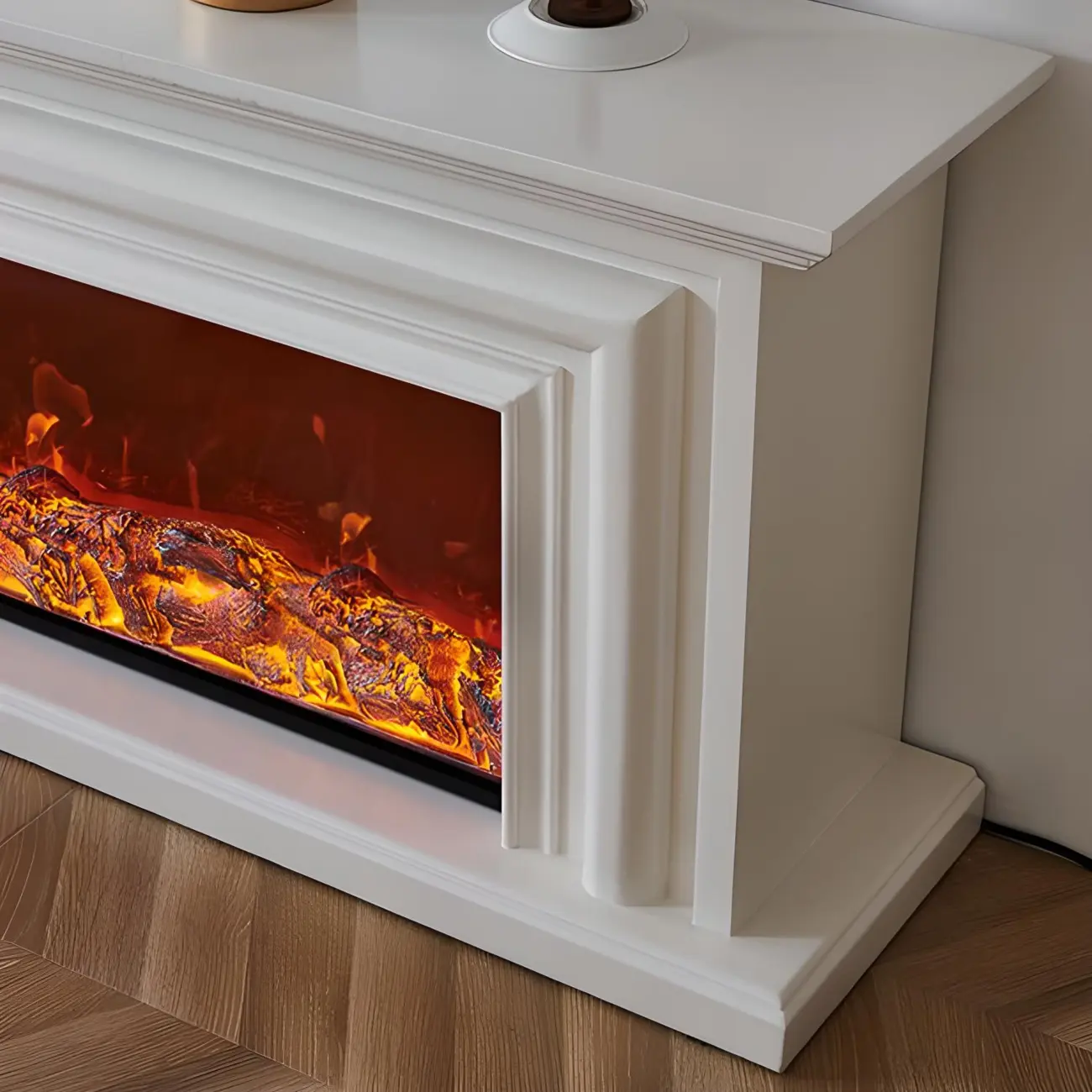 Vintage Wooden Rectangular TV Stand with Fireplace for Home Image - 6 | homeyfad