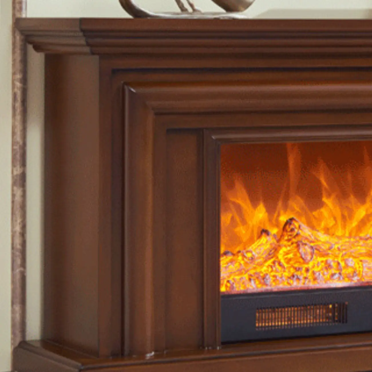 Vintage Wooden Rectangular TV Stand with Fireplace for Home Image - 7 | homeyfad