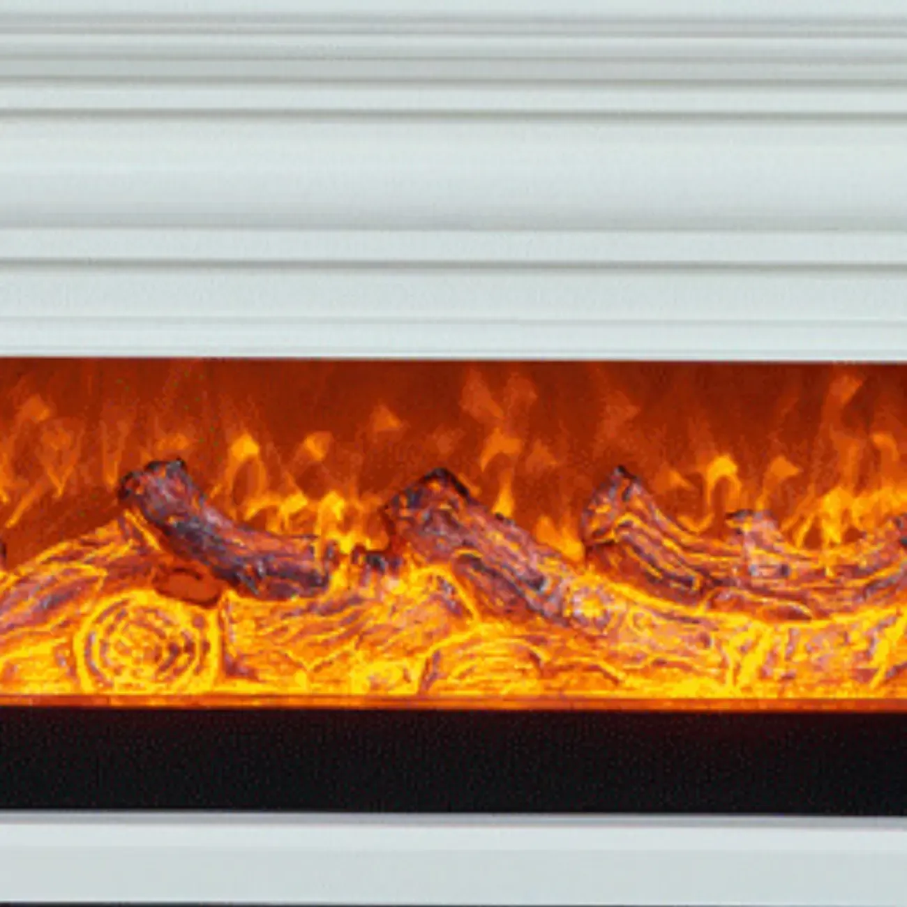 Vintage Wooden Rectangular TV Stand with Fireplace for Home Image - 9