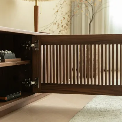 Traditional Rectangle Wooden TV Stand with Cabinets for Home Image - 7