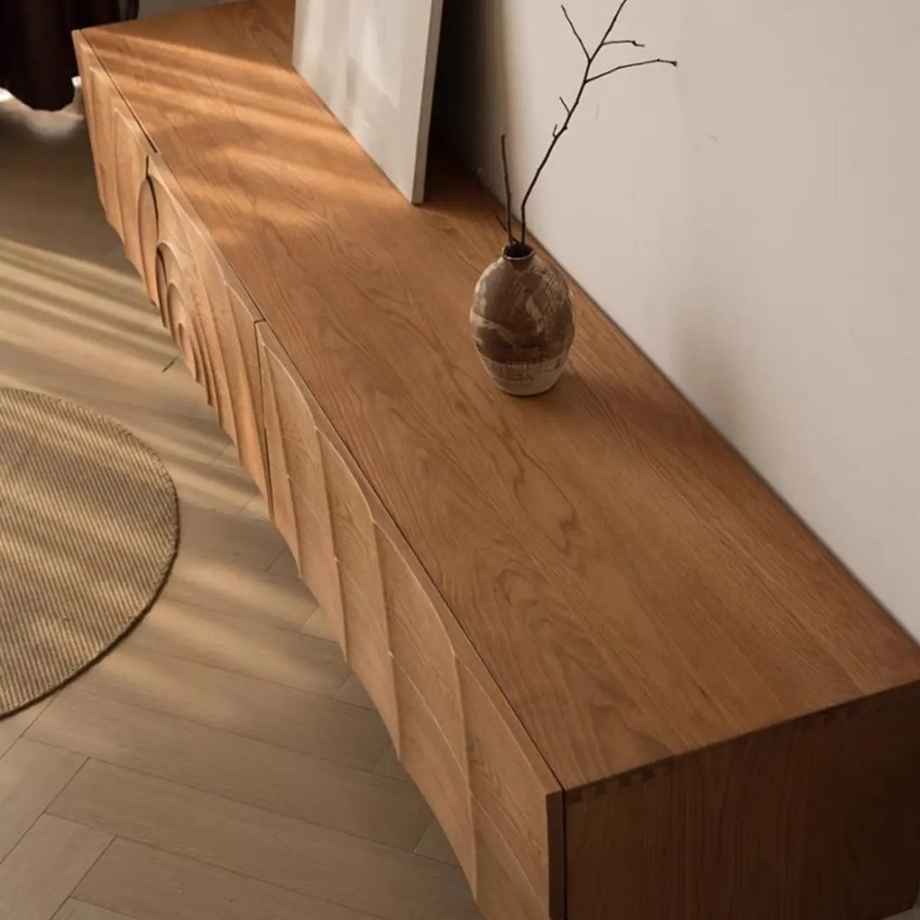 Modern Rectangle Ash Wooden TV Stand with Drawers for Home Image - 4 | homeyfad