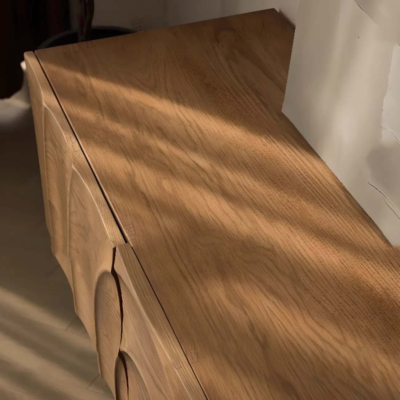 Modern Rectangle Ash Wooden TV Stand with Drawers for Home Image - 6 | homeyfad