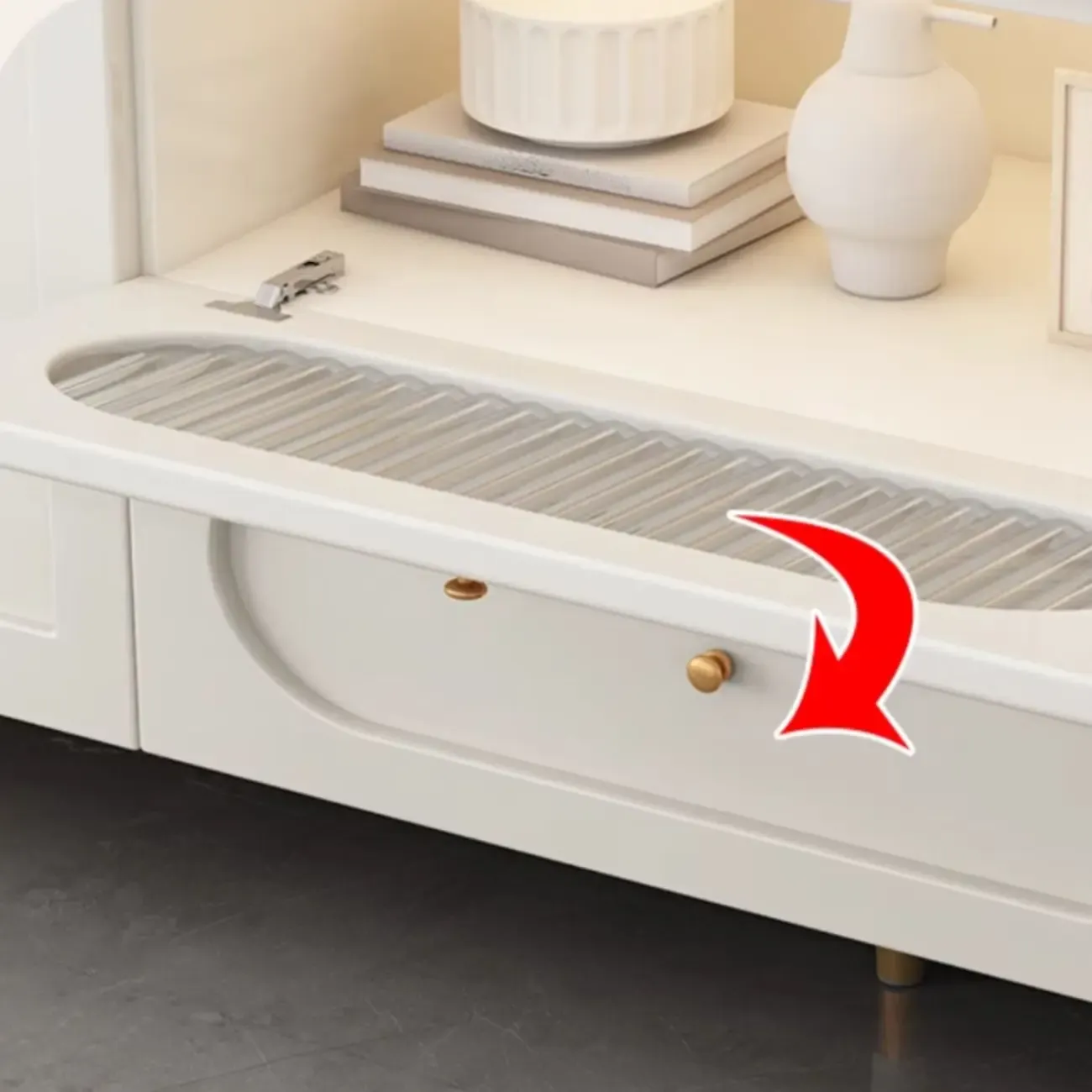 Elegant Stone TV Stand with Cabinets and Flex Shelves for Home Image - 7