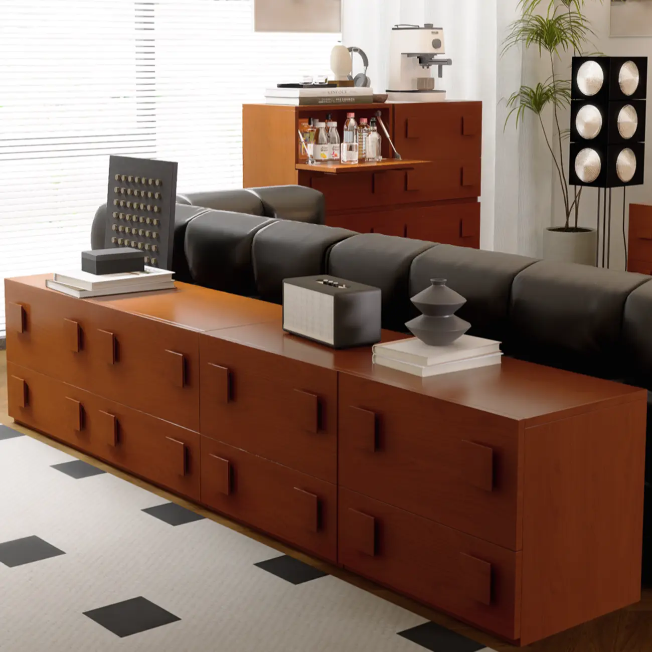 Modern Wooden TV Stand with Gate Doors for Living Room Image - 3 | homeyfad