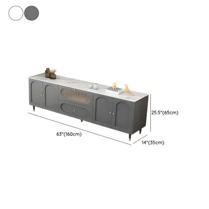 Elegant Stone TV Stand with Cabinets and Flex Shelves for Home #size