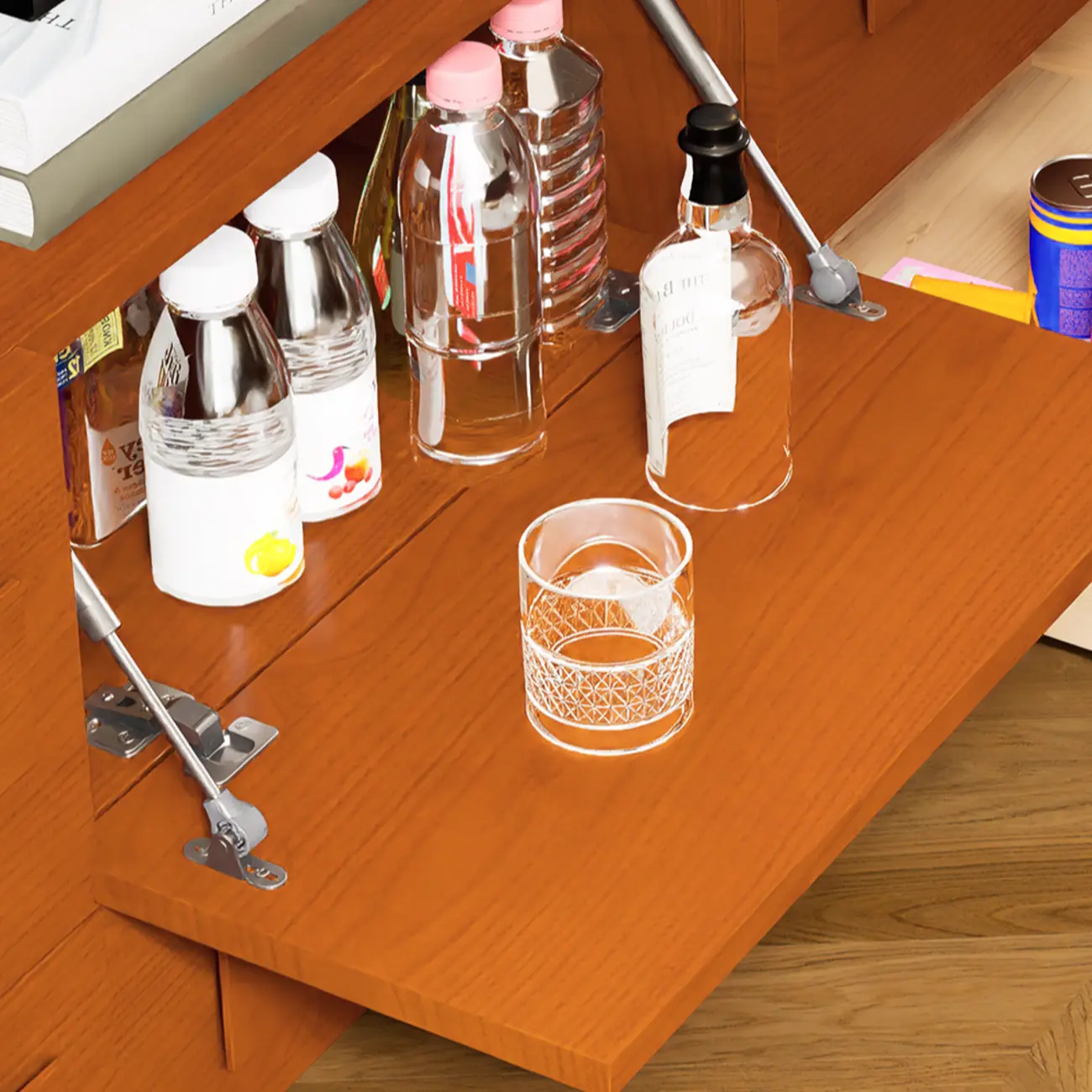 Modern Wooden TV Stand with Gate Doors for Living Room Image - 6 | homeyfad