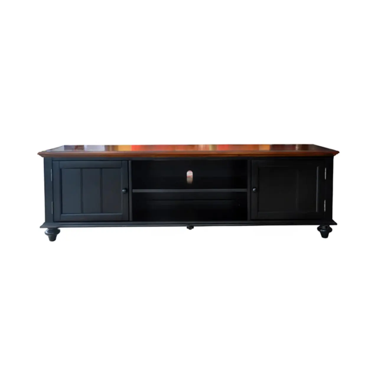 Traditional RubberWood TV Stand with Open Storage and Shelves Image - 6 | homeyfad